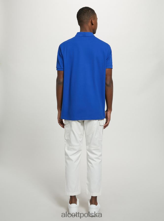 odzież Alcott Koszulka polo z bawełny pikowej z haftem w3 biały mężczyźni 2TXFF6833