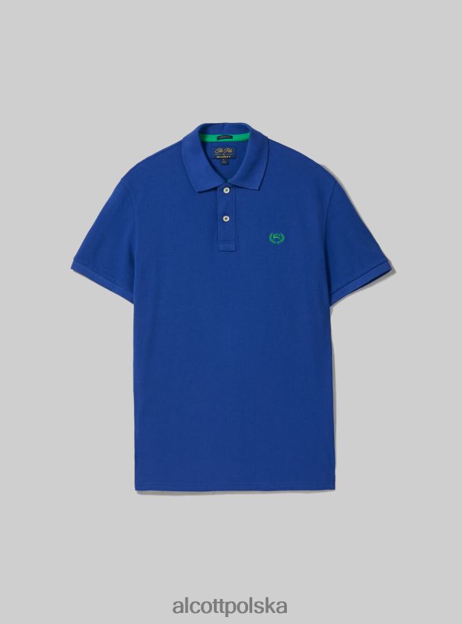 odzież Alcott Koszulka polo z bawełny pikowej z haftem w3 biały mężczyźni 2TXFF6833