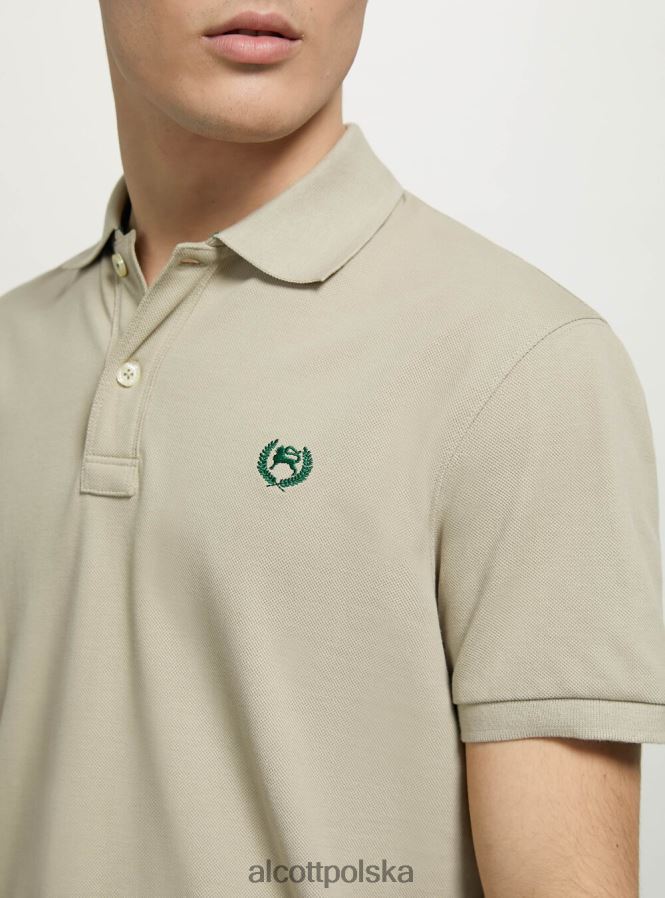 odzież Alcott Koszulka polo z bawełny pikowej z haftem w3 biały mężczyźni 2TXFF6845