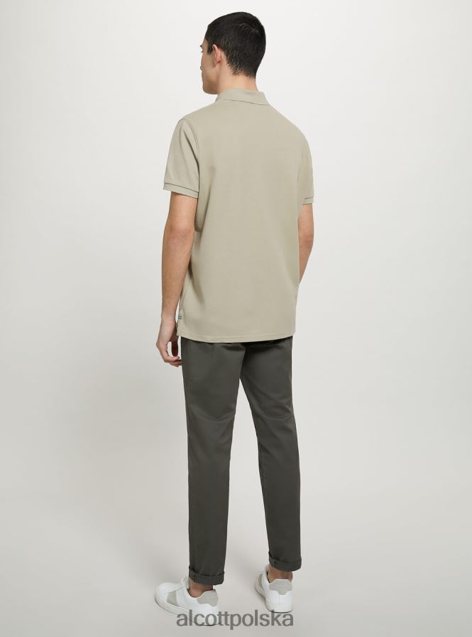 odzież Alcott Koszulka polo z bawełny pikowej z haftem w3 biały mężczyźni 2TXFF6845