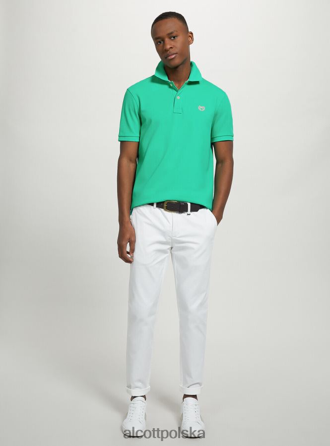 odzież Alcott Koszulka polo z bawełny pikowej z haftem w3 biały mężczyźni 2TXFF6846