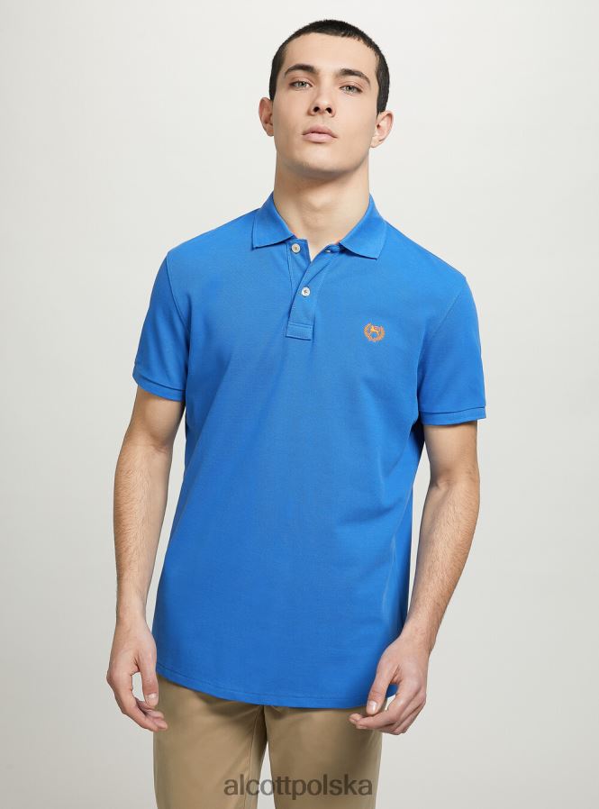 odzież Alcott Koszulka polo z bawełny pikowej z haftem w3 biały mężczyźni 2TXFF6847