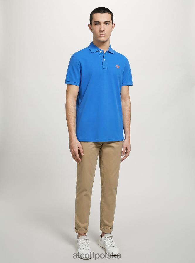 odzież Alcott Koszulka polo z bawełny pikowej z haftem w3 biały mężczyźni 2TXFF6847