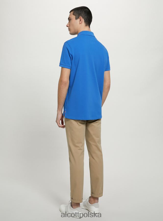 odzież Alcott Koszulka polo z bawełny pikowej z haftem w3 biały mężczyźni 2TXFF6847