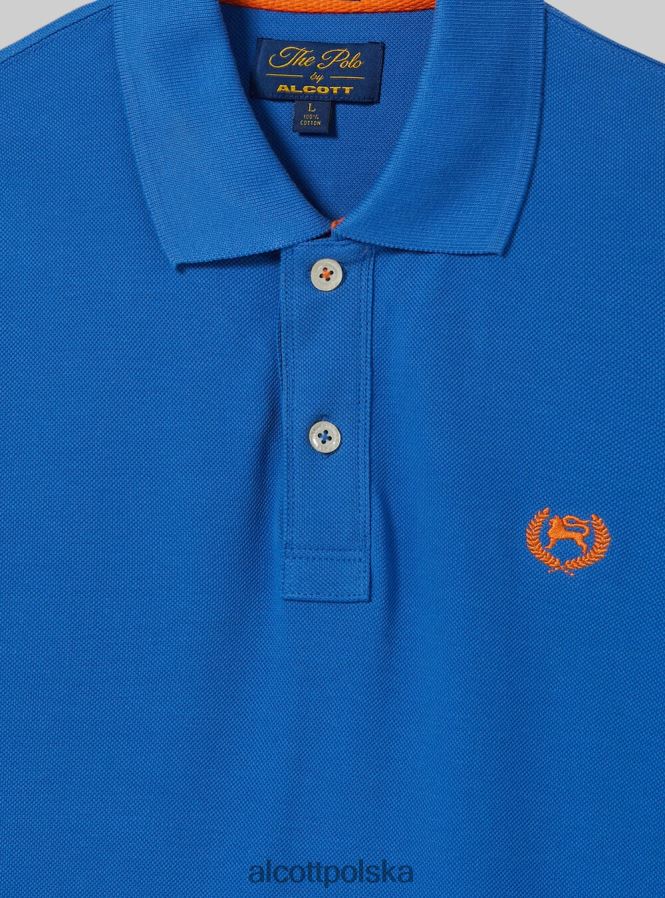 odzież Alcott Koszulka polo z bawełny pikowej z haftem w3 biały mężczyźni 2TXFF6847