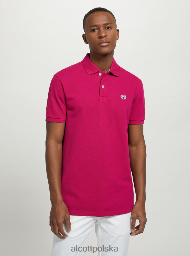 odzież Alcott Koszulka polo z bawełny pikowej z haftem w3 biały mężczyźni 2TXFF6848