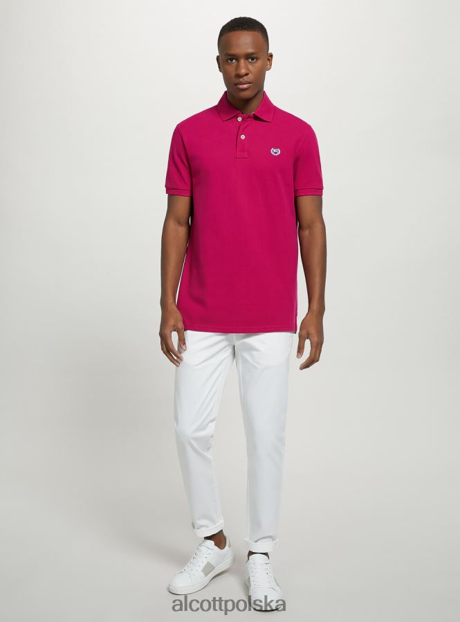 odzież Alcott Koszulka polo z bawełny pikowej z haftem w3 biały mężczyźni 2TXFF6848