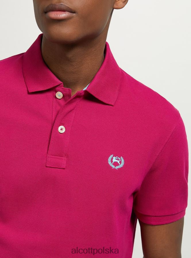 odzież Alcott Koszulka polo z bawełny pikowej z haftem w3 biały mężczyźni 2TXFF6848