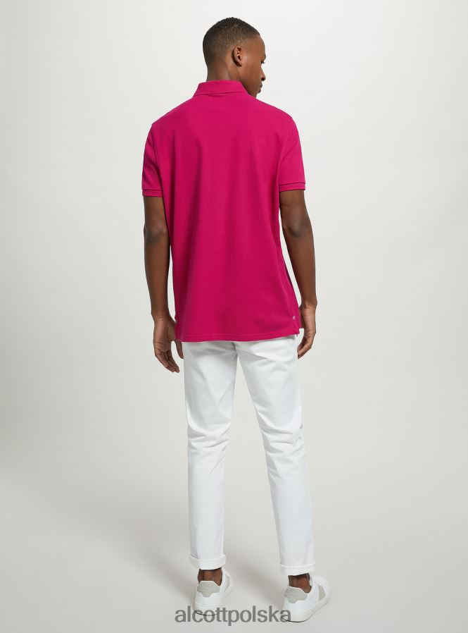 odzież Alcott Koszulka polo z bawełny pikowej z haftem w3 biały mężczyźni 2TXFF6848