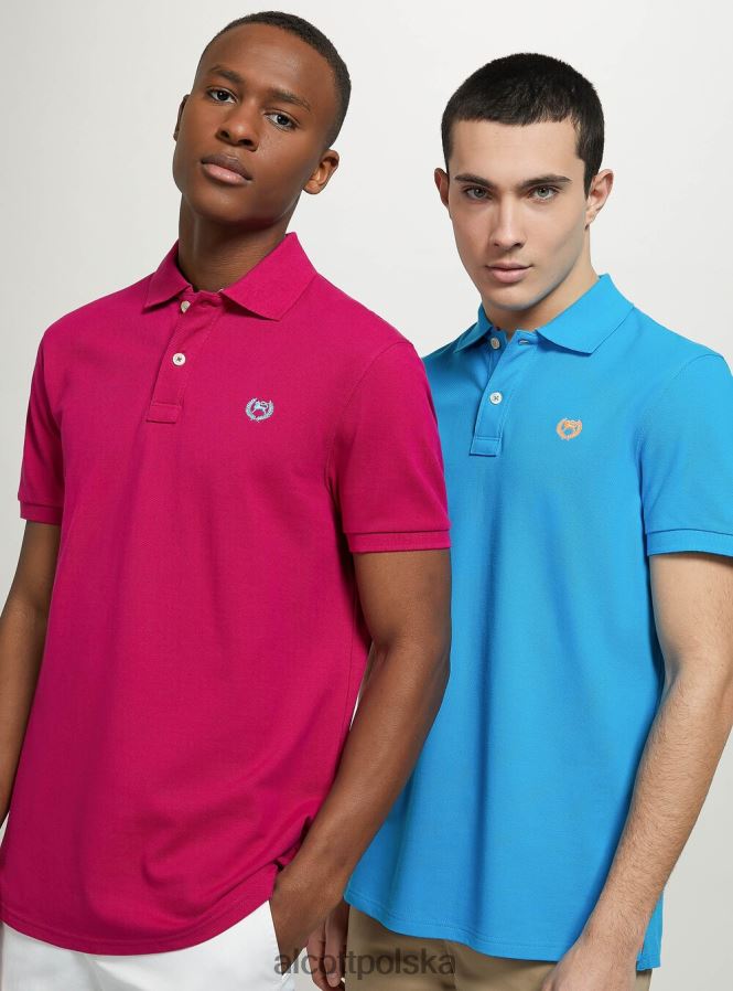 odzież Alcott Koszulka polo z bawełny pikowej z haftem w3 biały mężczyźni 2TXFF6848