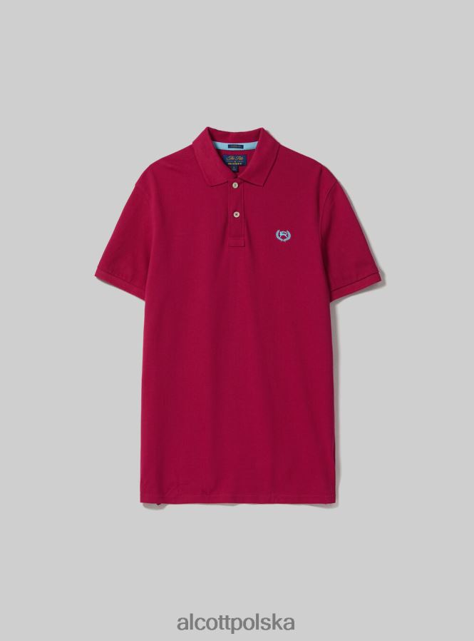 odzież Alcott Koszulka polo z bawełny pikowej z haftem w3 biały mężczyźni 2TXFF6848