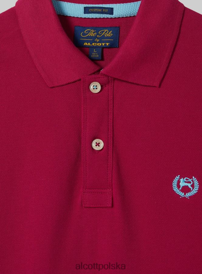 odzież Alcott Koszulka polo z bawełny pikowej z haftem w3 biały mężczyźni 2TXFF6848