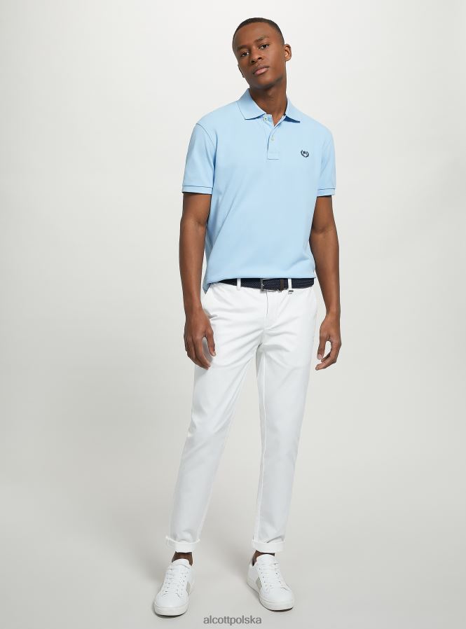 odzież Alcott Koszulka polo z bawełny pikowej z haftem w3 biały mężczyźni 2TXFF6947