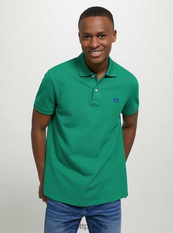 odzież Alcott Koszulka polo z bawełny pikowej z haftem w3 biały mężczyźni 2TXFF6995