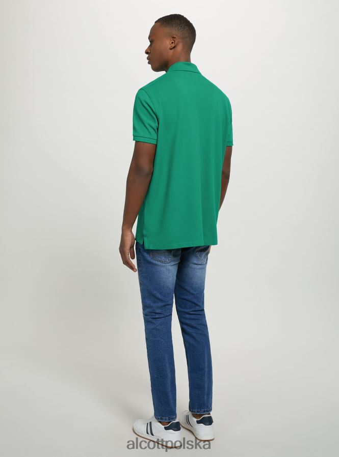 odzież Alcott Koszulka polo z bawełny pikowej z haftem w3 biały mężczyźni 2TXFF6995