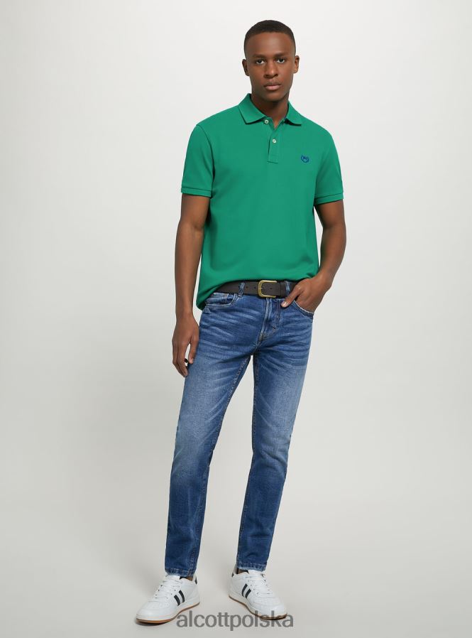 odzież Alcott Koszulka polo z bawełny pikowej z haftem w3 biały mężczyźni 2TXFF6995