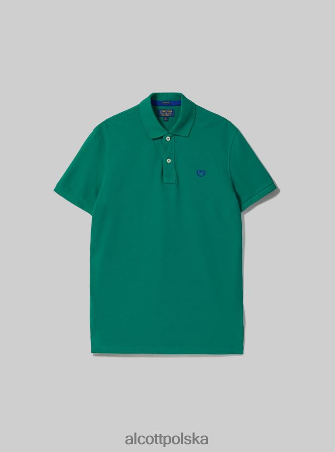 odzież Alcott Koszulka polo z bawełny pikowej z haftem w3 biały mężczyźni 2TXFF6995