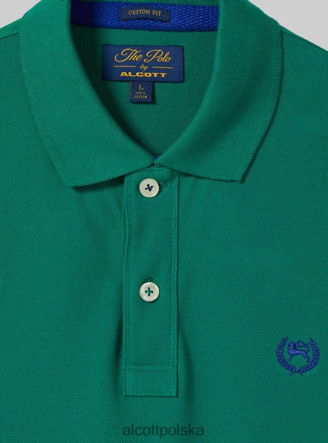 odzież Alcott Koszulka polo z bawełny pikowej z haftem w3 biały mężczyźni 2TXFF6995