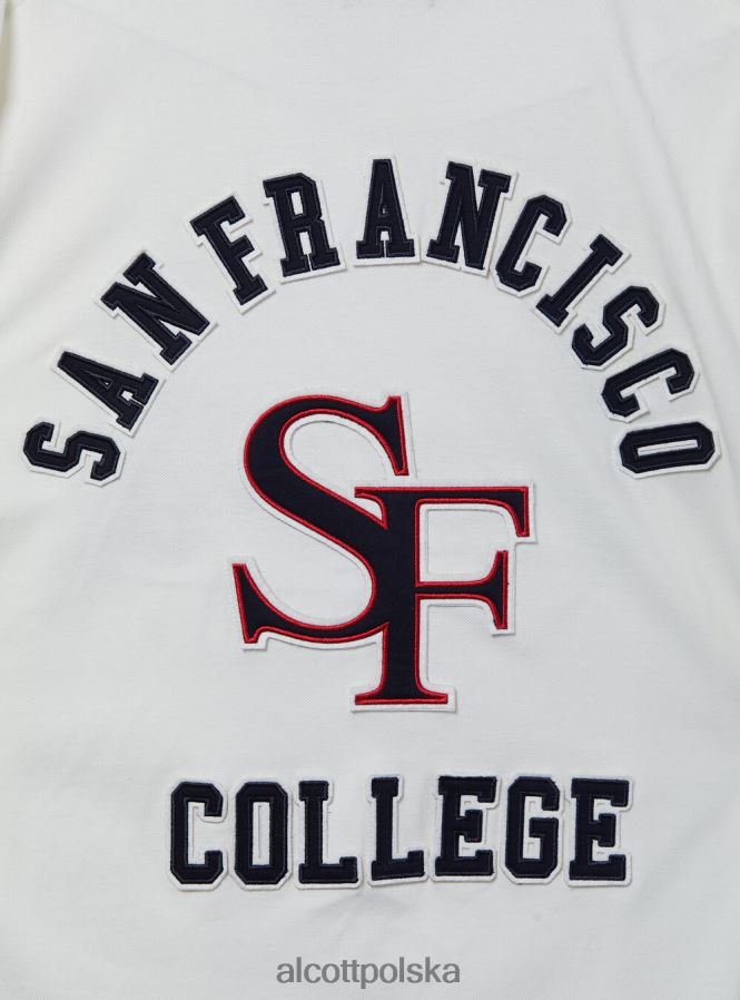 odzież Alcott bawełniana koszulka polo z naszywką uniwersytecką c0020 złamana biel mężczyźni 2TXFF61039