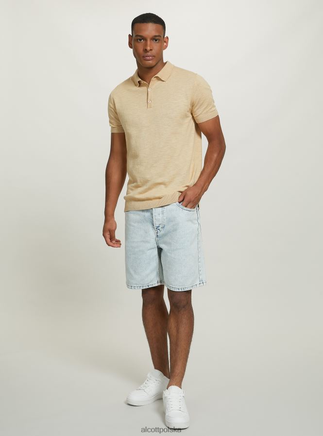odzież Alcott sweterek polo bg3 beżowy jasny mężczyźni 2TXFF6920