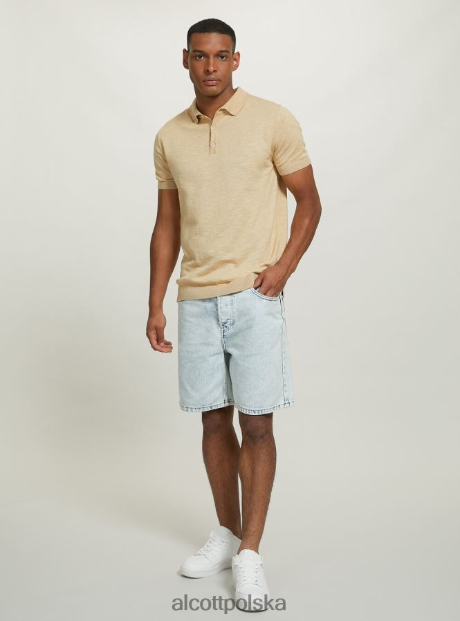odzież Alcott sweterek polo bg3 beżowy jasny mężczyźni 2TXFF6920
