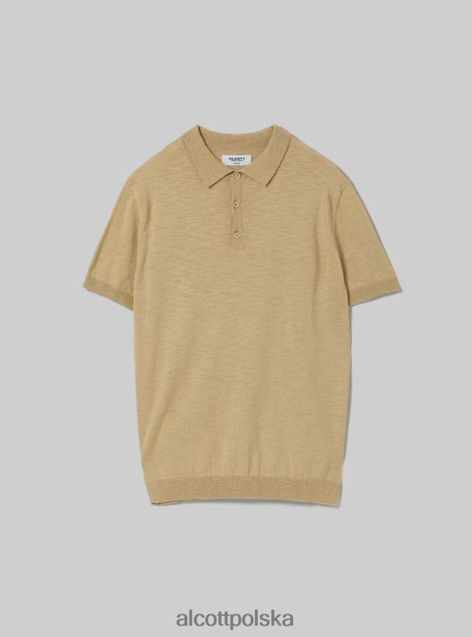 odzież Alcott sweterek polo bg3 beżowy jasny mężczyźni 2TXFF6920