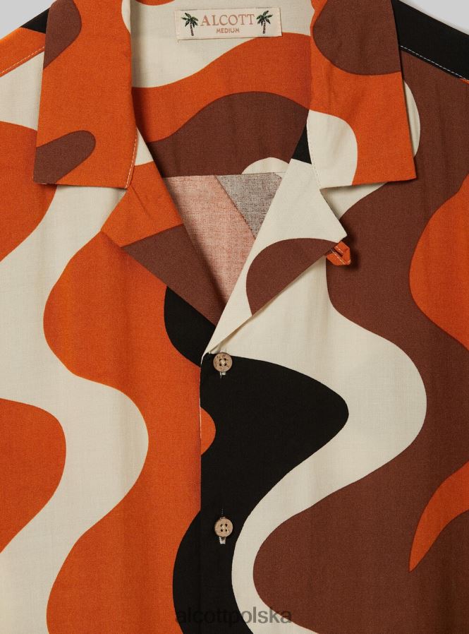 odzież Alcott Koszula z geometrycznym nadrukiem br2 brązowy średni mężczyźni 2TXFF6622