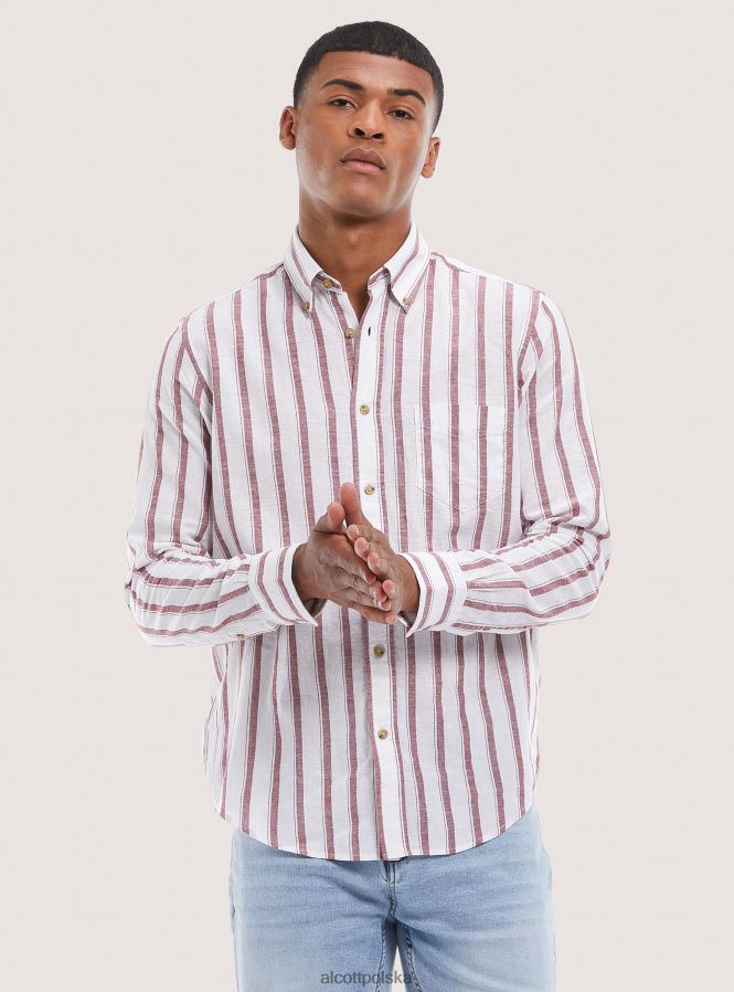 odzież Alcott Koszula z mieszanki lnu w paski niebieska marynarka wojenna mężczyźni 2TXFF6714