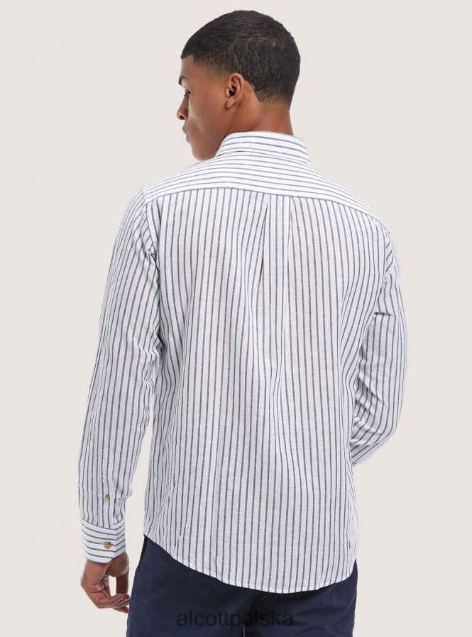 odzież Alcott Koszula z mieszanki lnu w paski niebieska marynarka wojenna mężczyźni 2TXFF6832