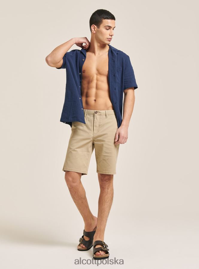 odzież Alcott Koszula z mieszanki lnu z kieszenią na piersi i kołnierzykiem typu kręgielnia biały mężczyźni 2TXFF6596