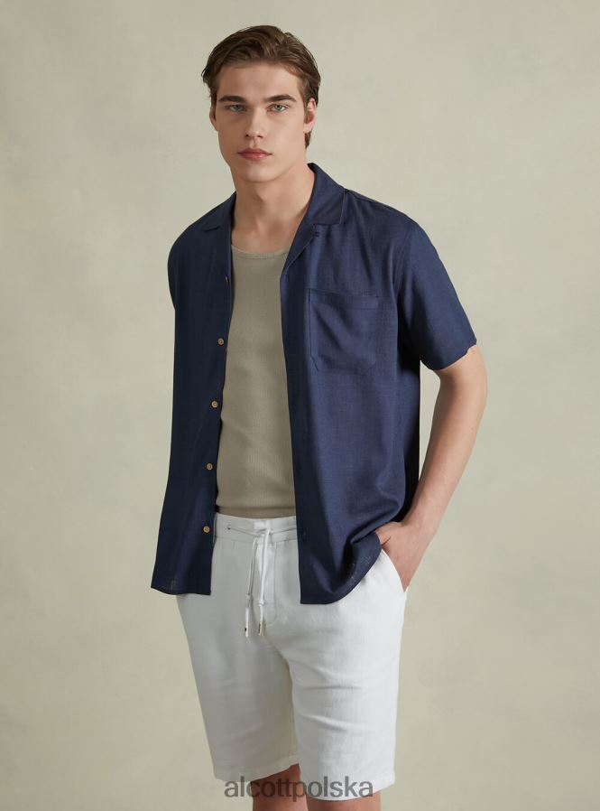 odzież Alcott Lniana koszula z kołnierzykiem typu kręgle Kaki mężczyźni 2TXFF6993