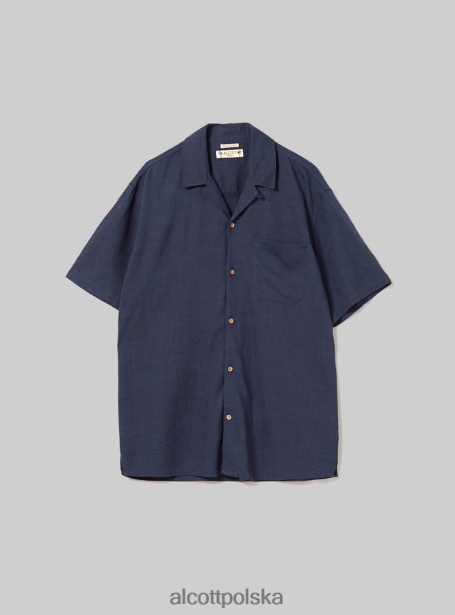 odzież Alcott Lniana koszula z kołnierzykiem typu kręgle Kaki mężczyźni 2TXFF6993