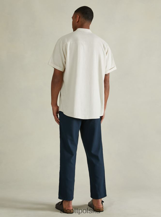 odzież Alcott Lniana koszula z koreańskim kołnierzykiem w3 biały mężczyźni 2TXFF61141