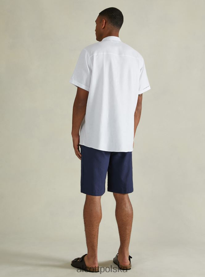 odzież Alcott Lniana koszula z koreańskim kołnierzykiem w3 biały mężczyźni 2TXFF6703