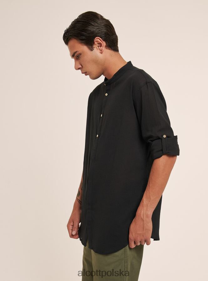 odzież Alcott bawełniana koszula z długim rękawem i koreańskim kołnierzykiem biały mężczyźni 2TXFF6931