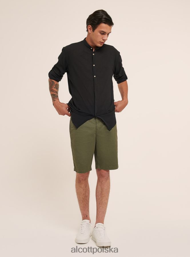 odzież Alcott bawełniana koszula z długim rękawem i koreańskim kołnierzykiem biały mężczyźni 2TXFF6931