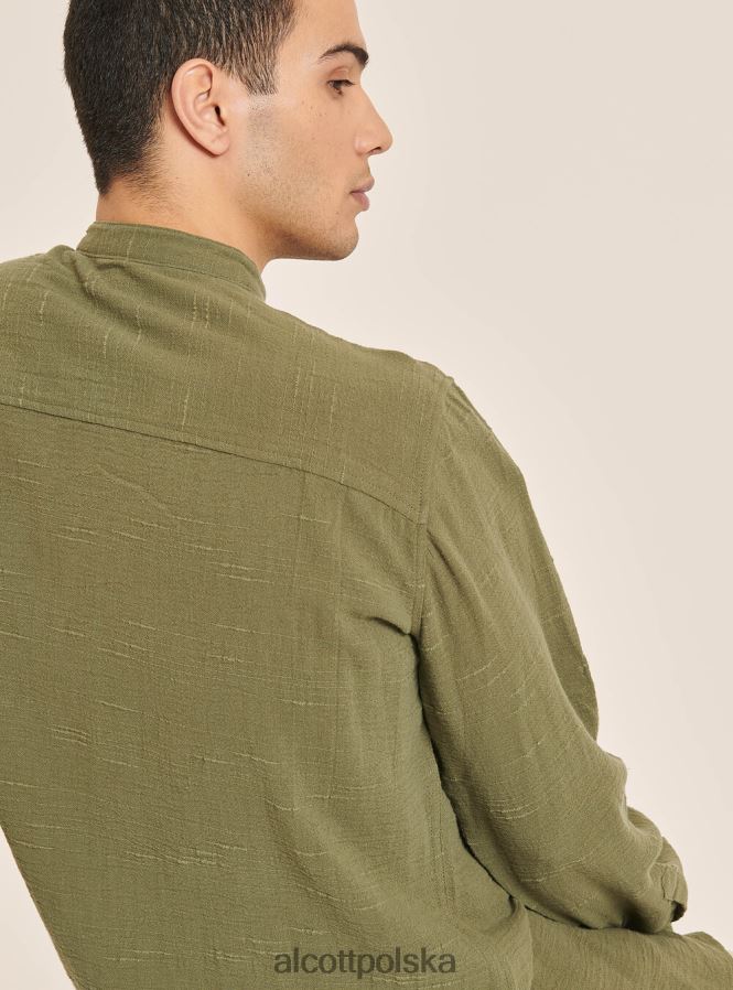 odzież Alcott camicia 100% lino collo coreano az3 lazurowe światło mężczyźni 2TXFF6721