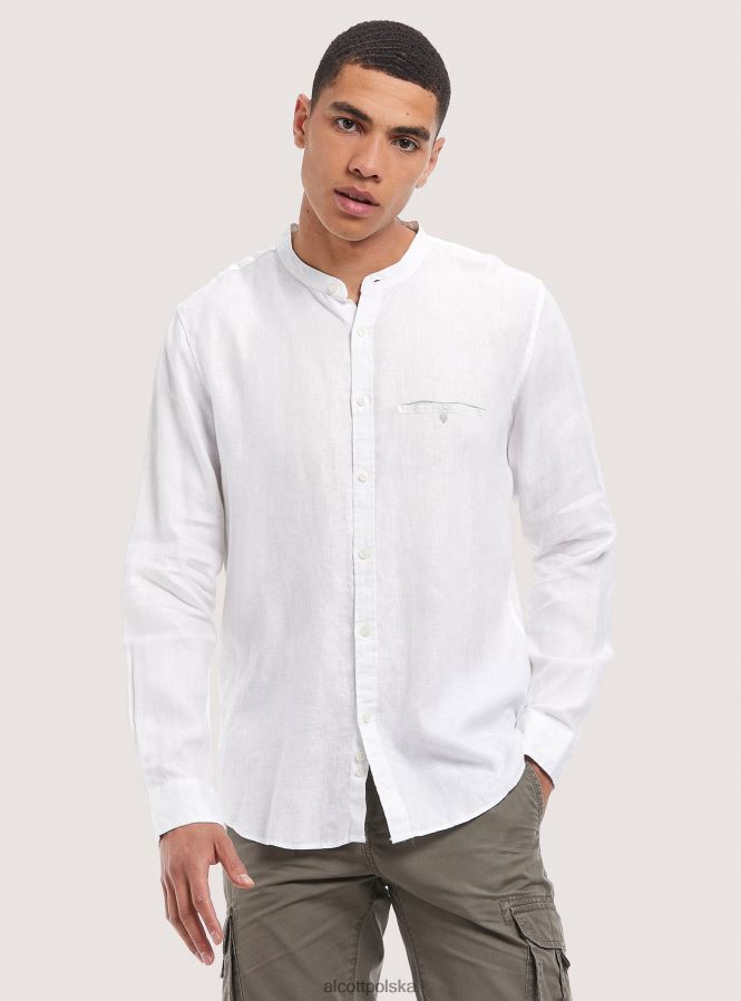 odzież Alcott camicia 100% lino collo coreano az3 lazurowe światło mężczyźni 2TXFF6722