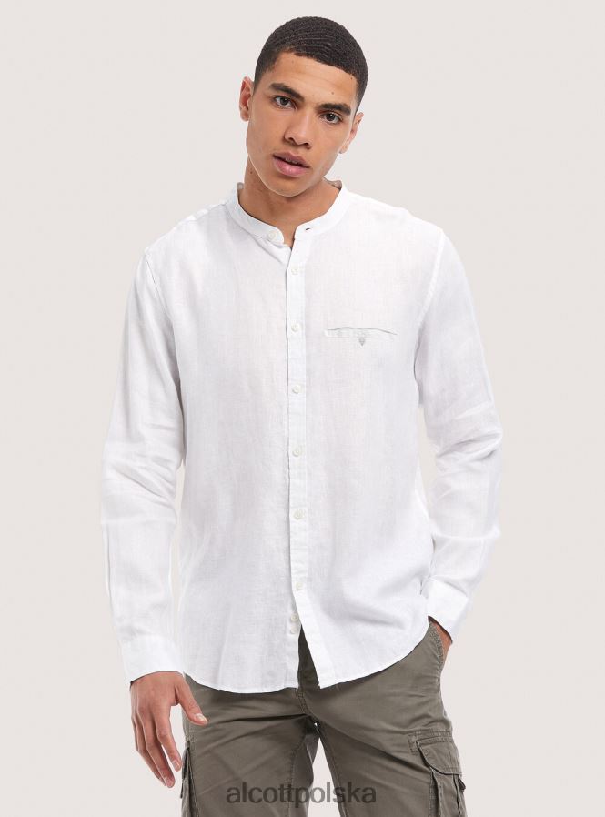 odzież Alcott camicia 100% lino collo coreano az3 lazurowe światło mężczyźni 2TXFF6722