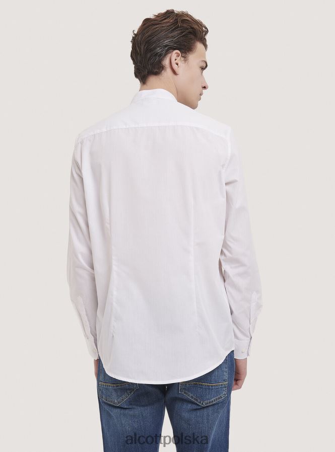 odzież Alcott camicia a maniche lunghe con collo coreano biały mężczyźni 2TXFF61019