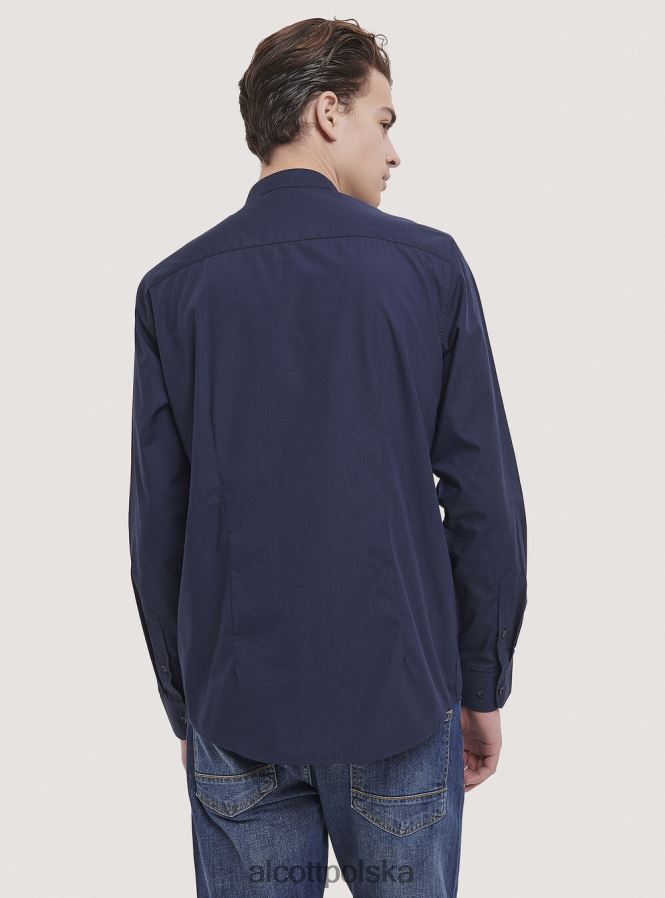 odzież Alcott camicia a maniche lunghe con collo coreano biały mężczyźni 2TXFF6808