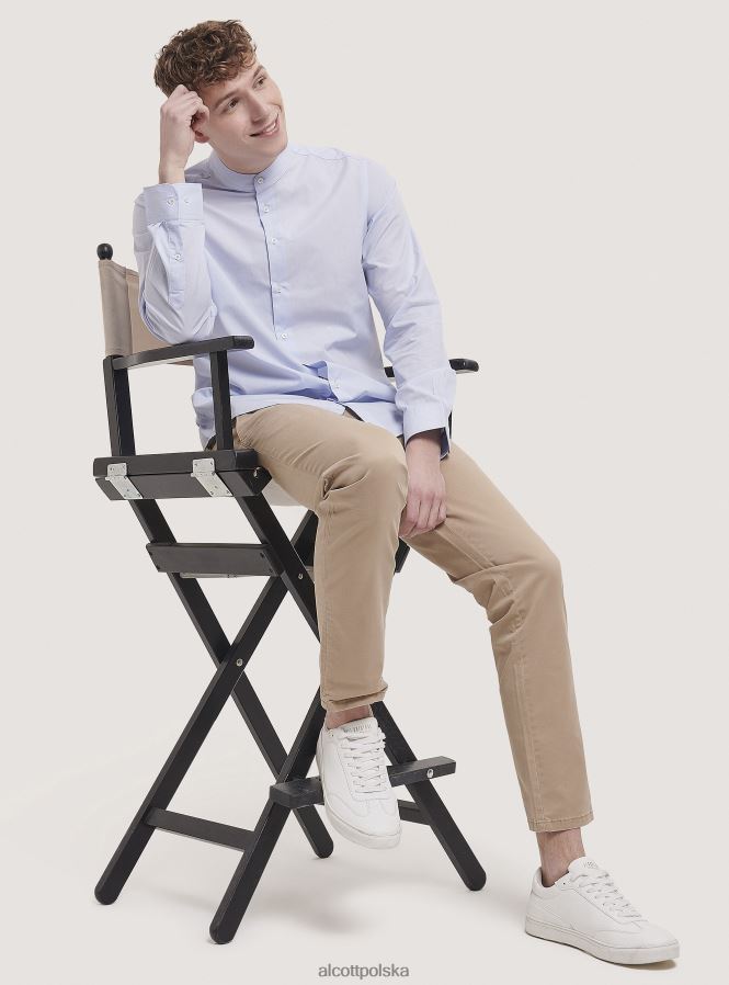 odzież Alcott camicia a maniche lunghe con collo coreano biały mężczyźni 2TXFF6992