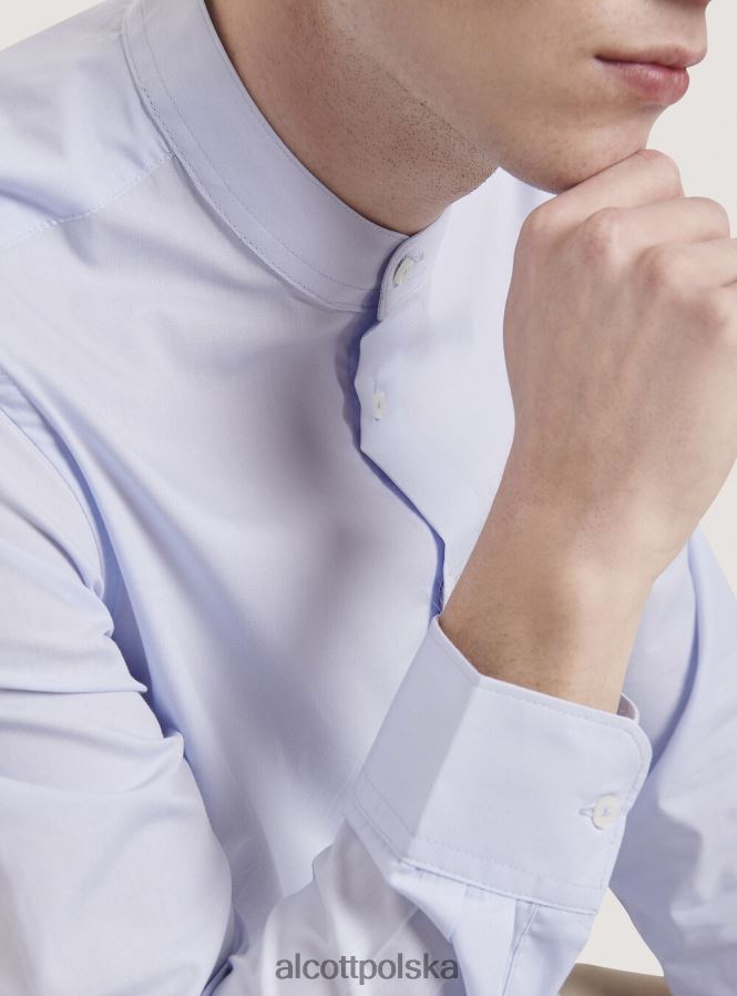 odzież Alcott camicia a maniche lunghe con collo coreano biały mężczyźni 2TXFF6992