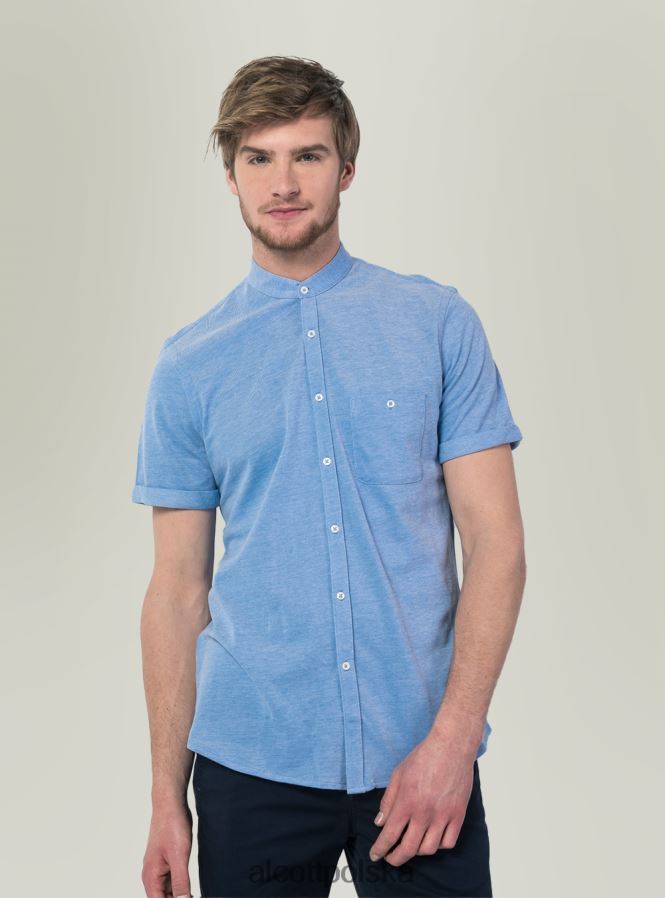 odzież Alcott camicia di piquet con collo coreano niebieski mężczyźni 2TXFF6717