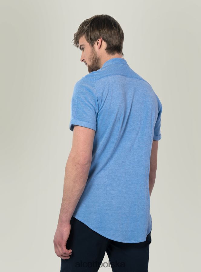odzież Alcott camicia di piquet con collo coreano niebieski mężczyźni 2TXFF6717