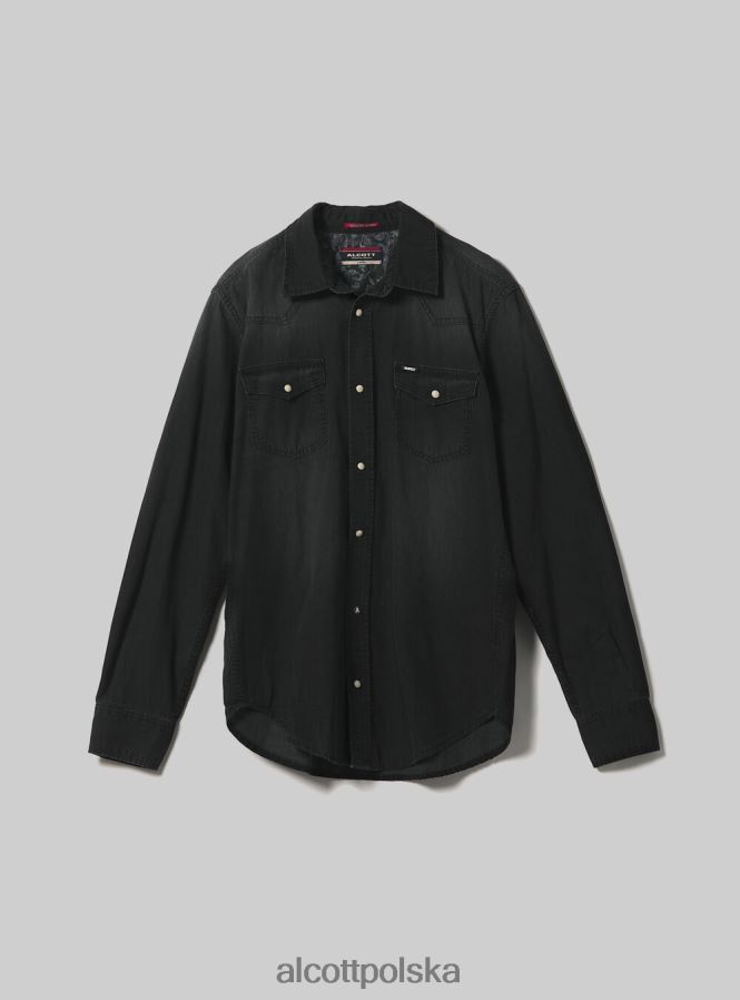 odzież Alcott dżinsowa koszula czarny mężczyźni 2TXFF61163