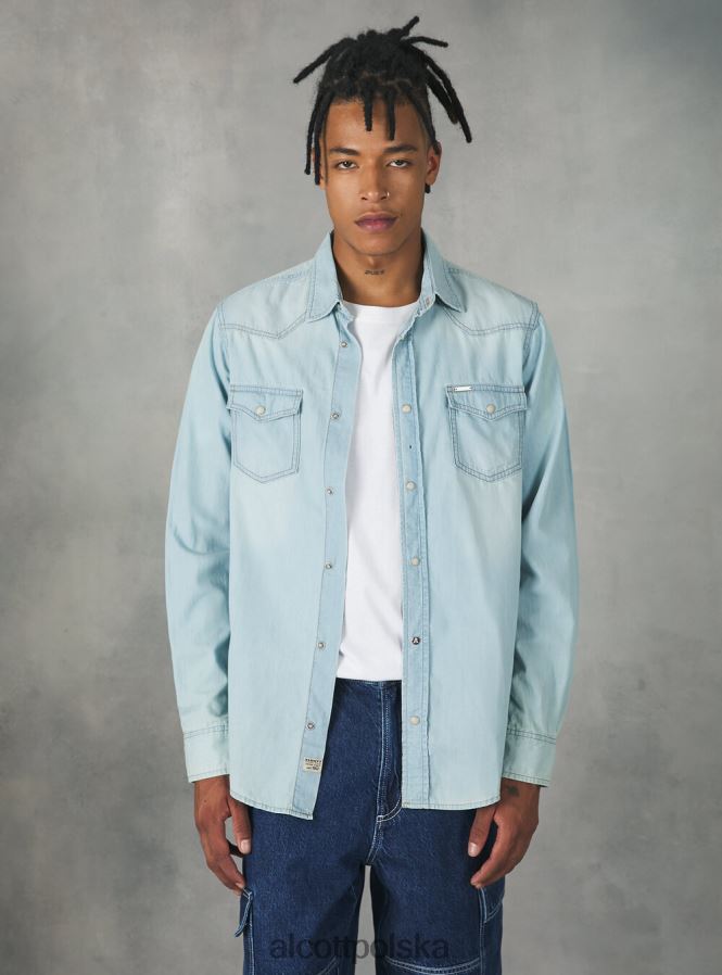 odzież Alcott dżinsowa koszula czarny mężczyźni 2TXFF6751