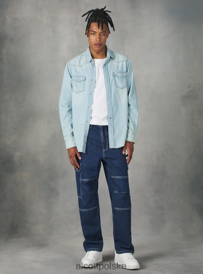 odzież Alcott dżinsowa koszula czarny mężczyźni 2TXFF6751