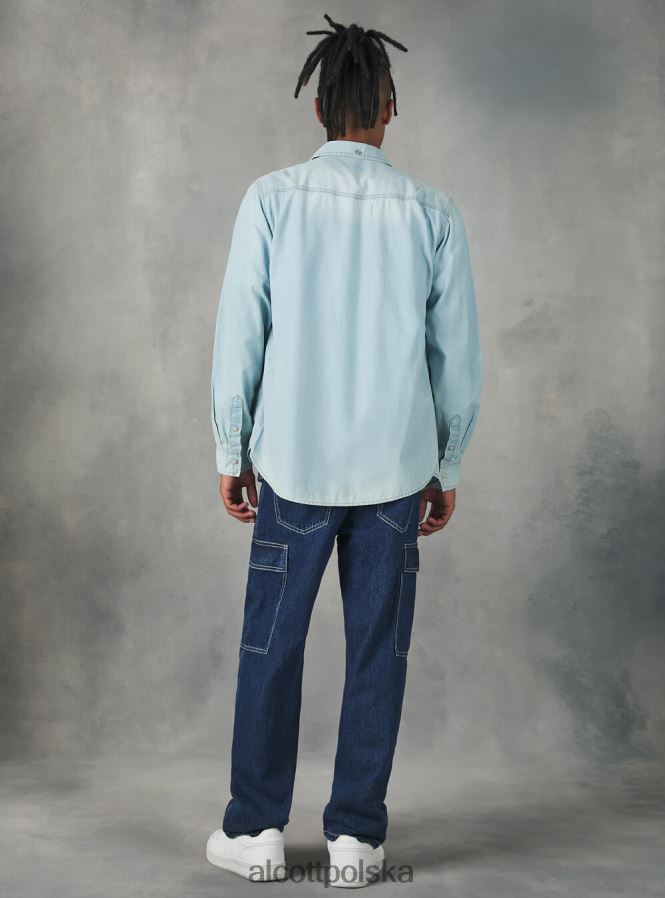 odzież Alcott dżinsowa koszula czarny mężczyźni 2TXFF6751