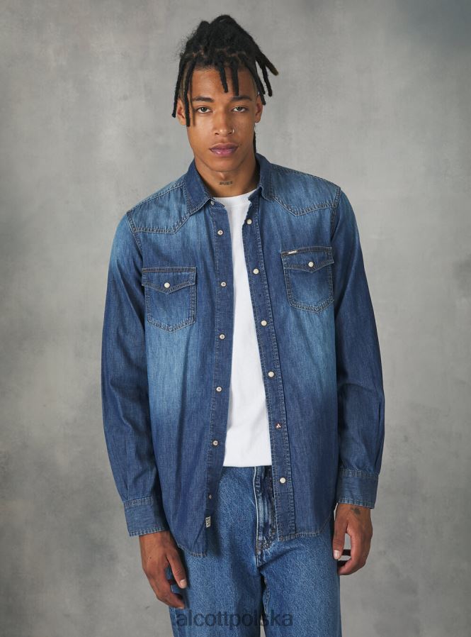 odzież Alcott dżinsowa koszula czarny mężczyźni 2TXFF6887